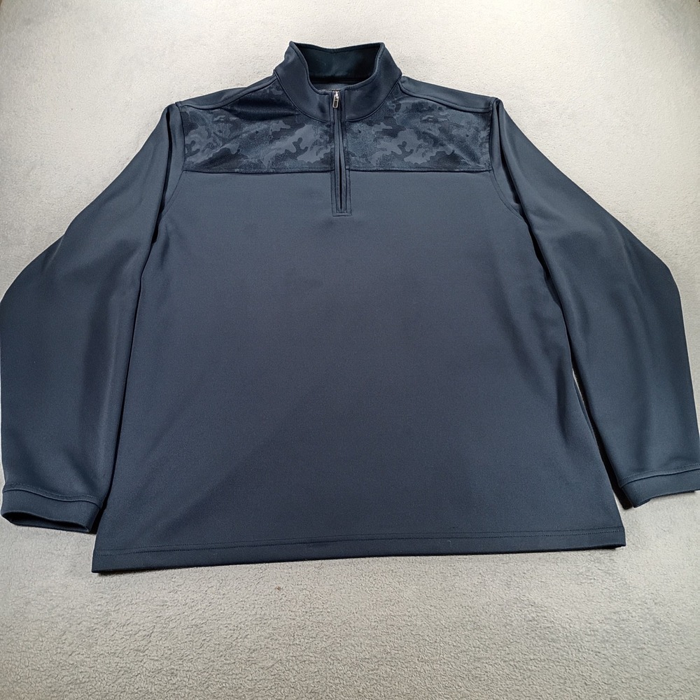 Pebble Beach Mens Dry-Luxe Pullover Navy XXL Camo Yoke Quarter Zip